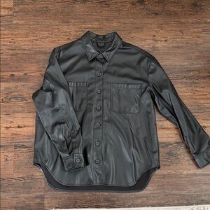 American Eagle Faux Leather Button Down